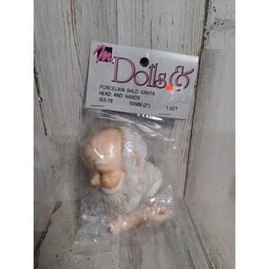 Mangelsen's Vintage 1993 Porcelain Bald Santa Doll‎ Head & Hands Set 2"